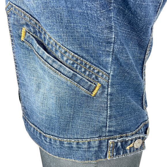 Levi's Y2K Trucker Jean Jacket Juniors XS Fitted Faded Stretch Denim Western VTG - Picture 7 of 15